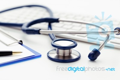 Medical Concept With Stethoscope On Table Stock Photo