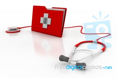 Medical File And Stethoscope Stock Image