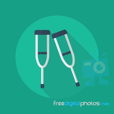 Medical Flat Icon. Crutches Stock Image