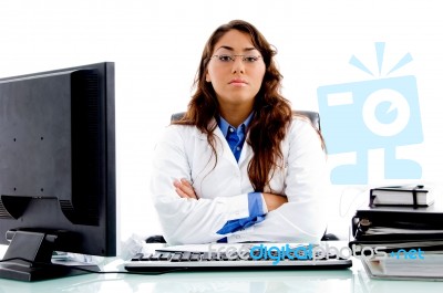 Medical Professional Posing In Clinic Stock Photo