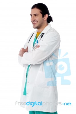 Medical Professional Posing With Arms Crossed Stock Photo