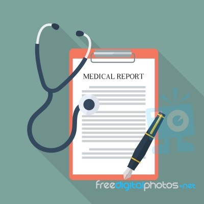 Medical Report With Stethoscope And Pen Stock Image