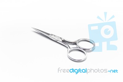 Medical Scissors Equipment On White Background Stock Photo