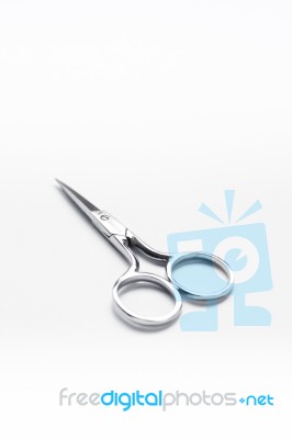 Medical Scissors Equipment On White Background Stock Photo