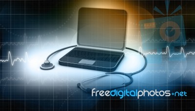 Medical Stethoscope On A Laptop Computer Stock Image