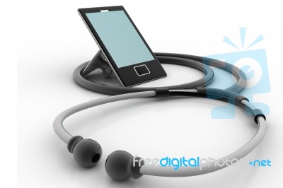 Medical Tablet And Stethoscope Stock Image