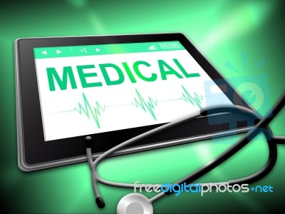 Medical Tablet Shows Medicine Online And Www Stock Image