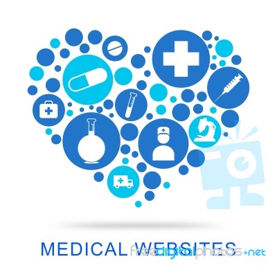 Medical Websites Shows Internet Care And Www Stock Image