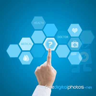 Medicine Doctor Hand Working With Modern Computer Interface As M… Stock Photo