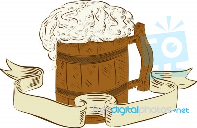 Medieval Beer Mug Foam Drawing Stock Image