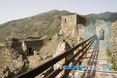 Medieval Fortification Maglič From 13th Century Stock Photo