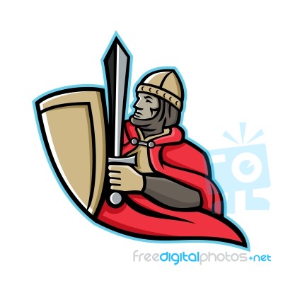 Medieval King Regnant Mascot Stock Image