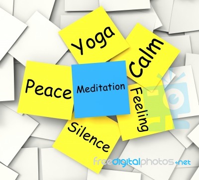 Meditation Post-it Note Shows Relaxation And Enlightenment Stock Image