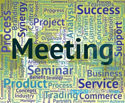 Meeting Word Represents Get Together And Assembly Stock Image