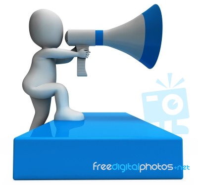 Megaphone Character Shows Announcements Announcing And Announce Stock Image