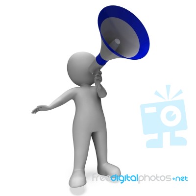 Megaphone Message Character Shows Announcements Proclaiming And Stock Image