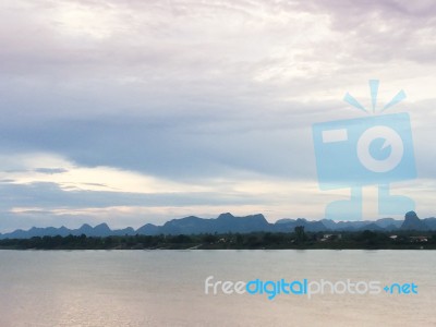 Mekong River View Take From Udon Thani Province, Thailand Stock Photo