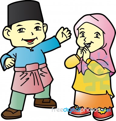 Melayu Children In Patani -02, Cartoon Stock Image