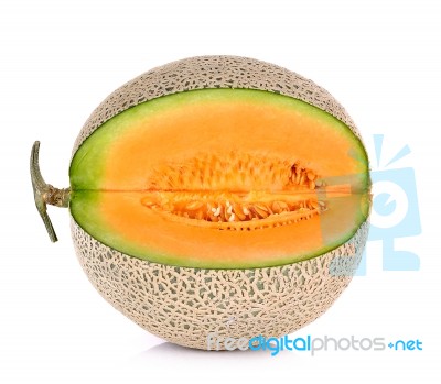 Melon Fruit Isolated On The White Background Stock Photo