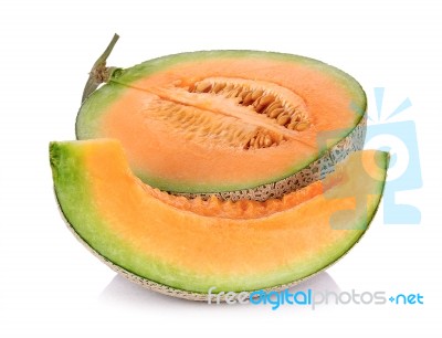 Melon Fruit Isolated On The White Background Stock Photo