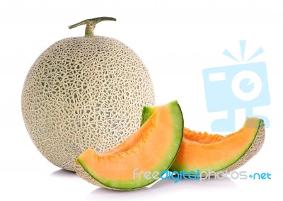 Melon Fruit Isolated On The White Background Stock Photo