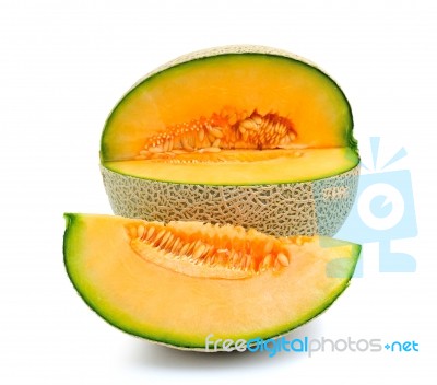 Melon On White Background Stock Photo