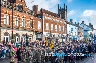 Memorial Service On Remembrance Sunday In East Grinstead Stock Photo