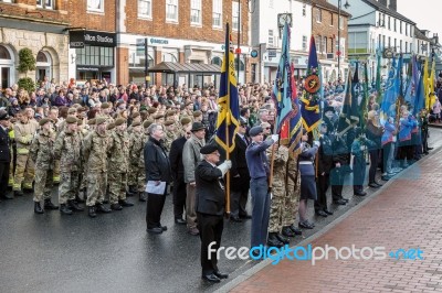 Memorial Service On Remembrance Sunday In East Grinstead Stock Photo