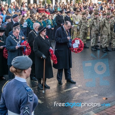 Memorial Service On Remembrance Sunday In East Grinstead Stock Photo