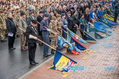 Memorial Service On Remembrance Sunday In East Grinstead Stock Photo