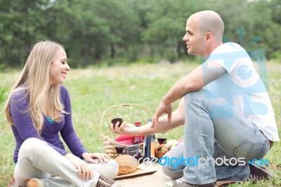 Men Make Wedding Proposal Stock Photo