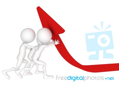 Men Pushing Red Arrow Stock Image