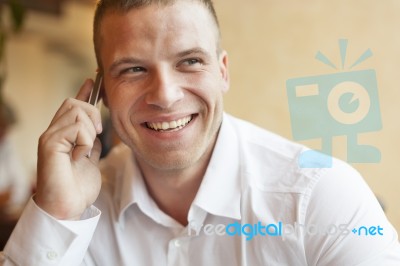 Men Speaking On Smartphone Stock Photo