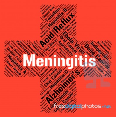 Meningitis Word Indicates Ill Health And Afflictions Stock Image