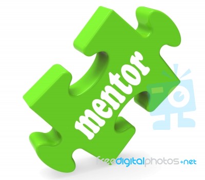 Mentor Puzzle Shows Advice Mentoring And Mentors Stock Image