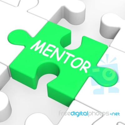 Mentor Puzzle Shows Mentoring Mentorship And Mentors Stock Image