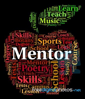 Mentor Word Represents Text Counsellors And Confidants Stock Image