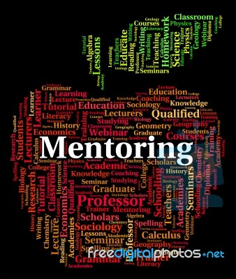 Mentoring Word Indicates Consultant Guide And Confidants Stock Image