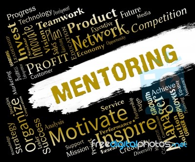 Mentoring Words Shows Adviser Councellor And Consultant Stock Image