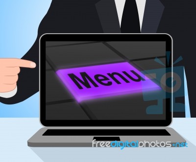 Menu Button Displays Ordering Food Menus Online Stock Image