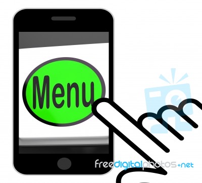 Menu Button Displays Ordering Food Menus Online Stock Image