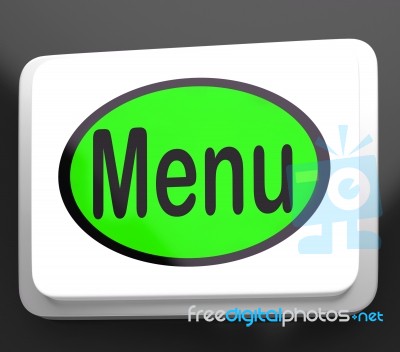 Menu Button Shows Ordering Food Menus Online Stock Image