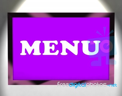 Menu Screen Shows Ordering Food From Restaurant Online Stock Image