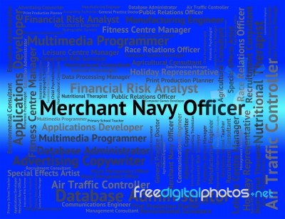 Merchant Navy Officer Means Maritime Work And Word Stock Image