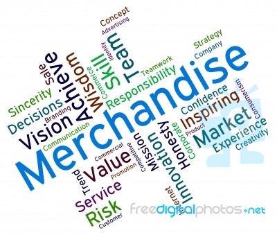 Merchantise Words Indicates Vending Vend And Sold Stock Image