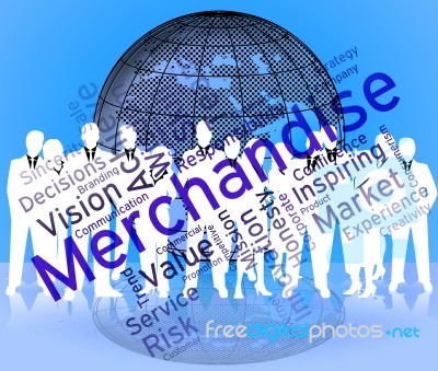 Merchantise Words Indicates Vending Vend And Sold Stock Image