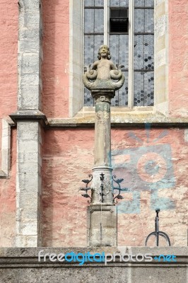 Merman Statue In Rothenburg Stock Photo