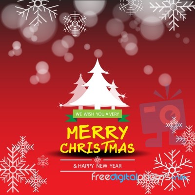 Merry Christmas  And Happy New Year And Snow With Red Color  Background Stock Image