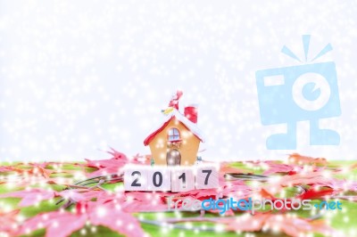 Merry Christmas And Happy New Year Background  And Number 2017 T… Stock Photo