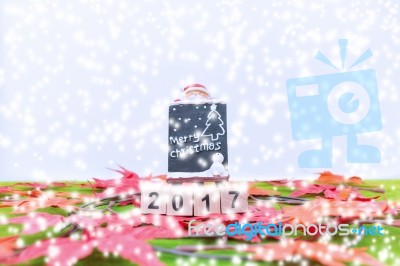 Merry Christmas And Happy New Year Background  And Number 2017 T… Stock Photo